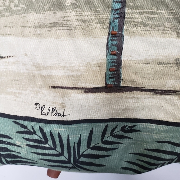 Paul Brent Tropical Weekend Bag Tote Canvas Seaside Palm Trees - Picture 5 of 14
